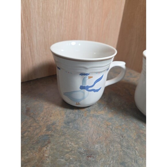 Vintage Newcore Countryside Geese Pattern Stoneware 3 Cups Mugs - Picture 2 of 9